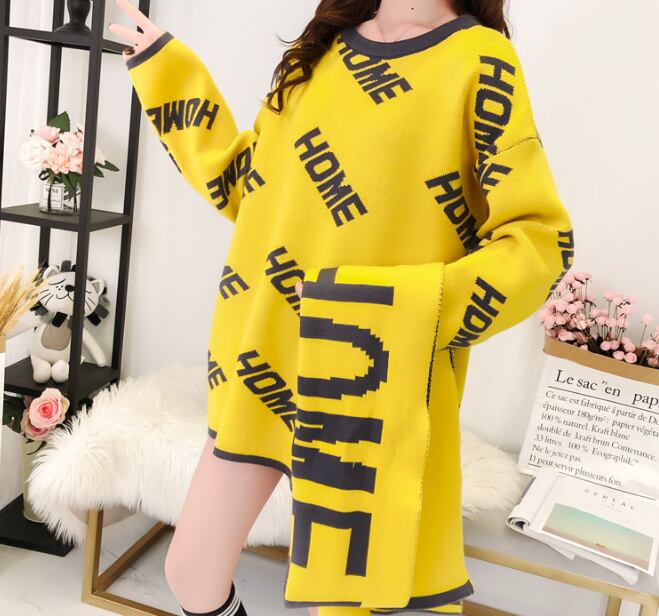 【tops】超特価厚さを増すセーターとマフラーのセット3色