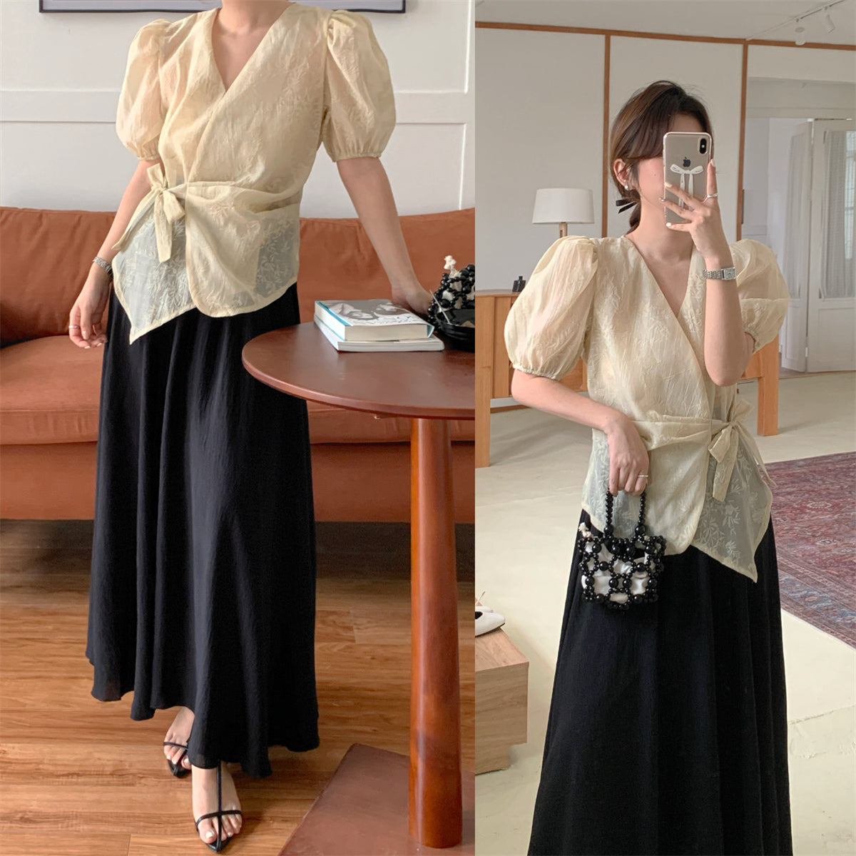 【Set】ブラウス×スカート2点セット W11939