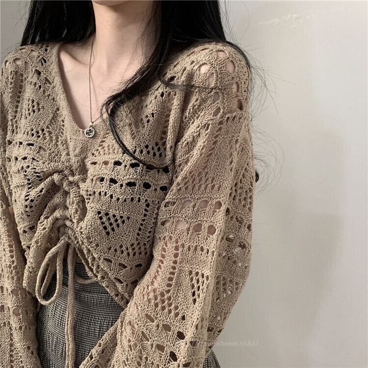 【outer】透かし彫り薄カーディガン