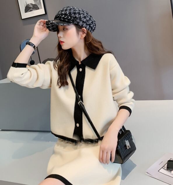 【set】韓国OLニットファッションカジュアルセット2枚セット