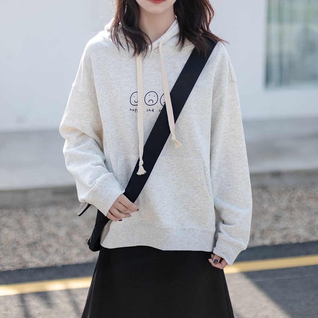 【tops】大人可愛い韓国系スウィート森ガールルーズプリントパーカー