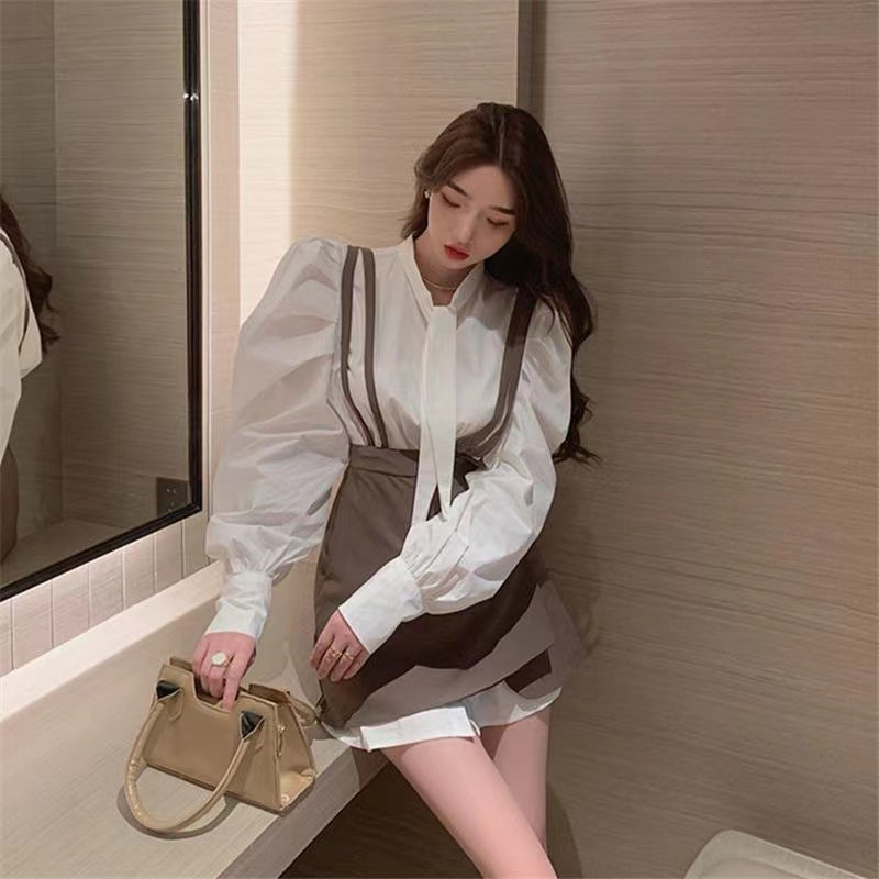 【Set】新入荷~シャツワンピース×スカート2点セット W9936