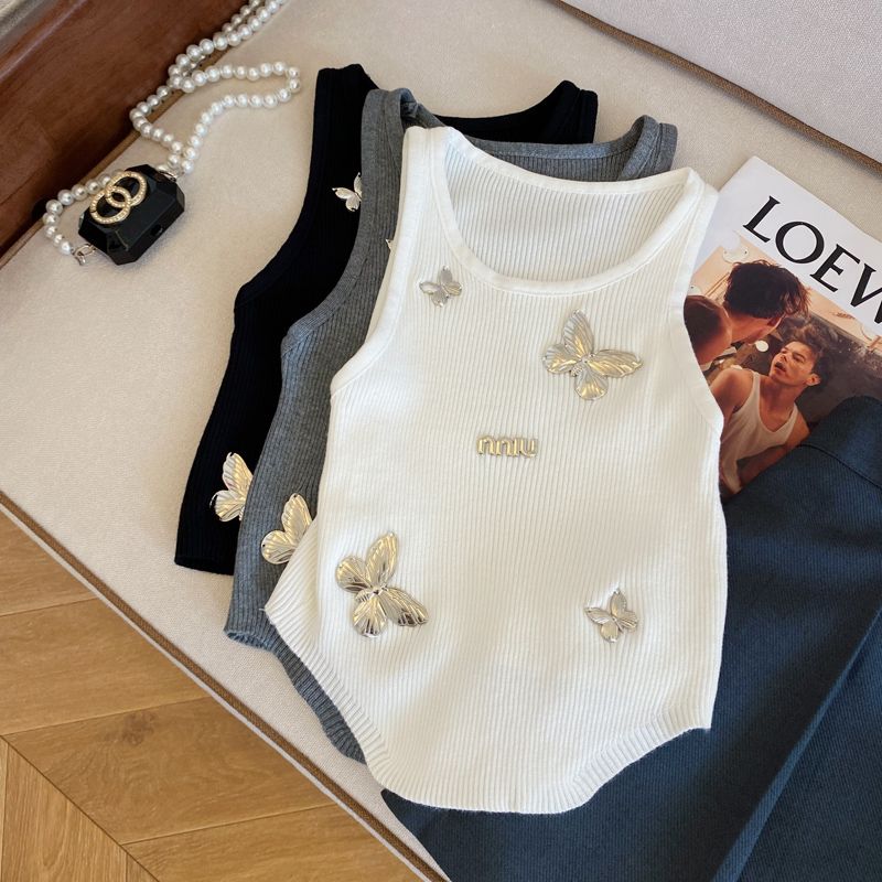 【Tops】蝶々柄タンクトップ T01424