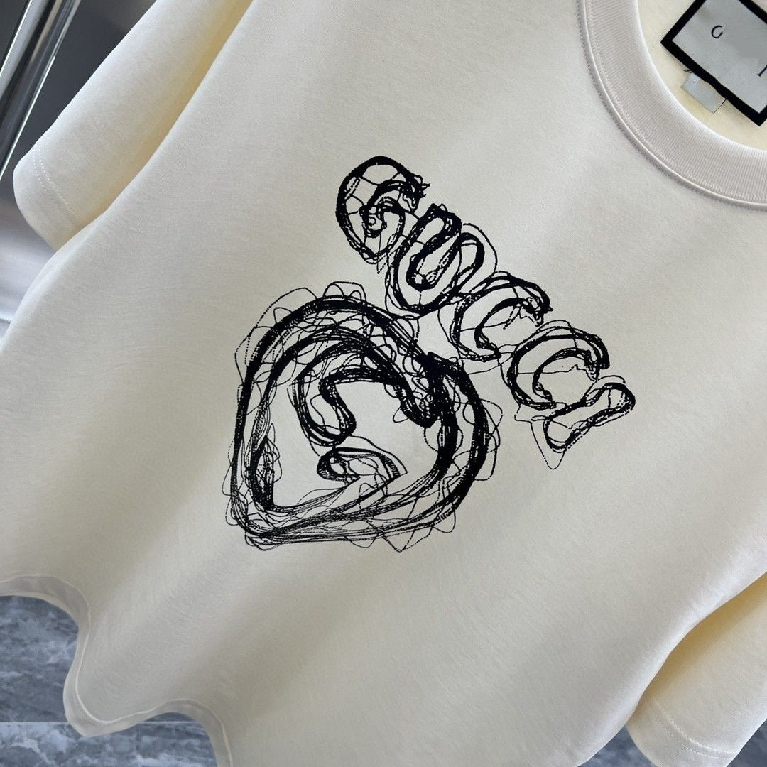 【Tops】プリントラウンドネックルーズレターTシャツ T01525