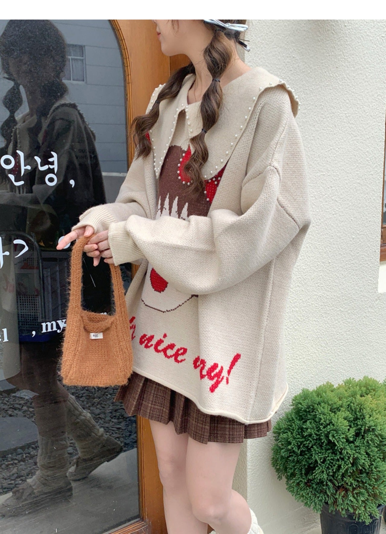 【Tops】カートゥーンニットセーター W14152