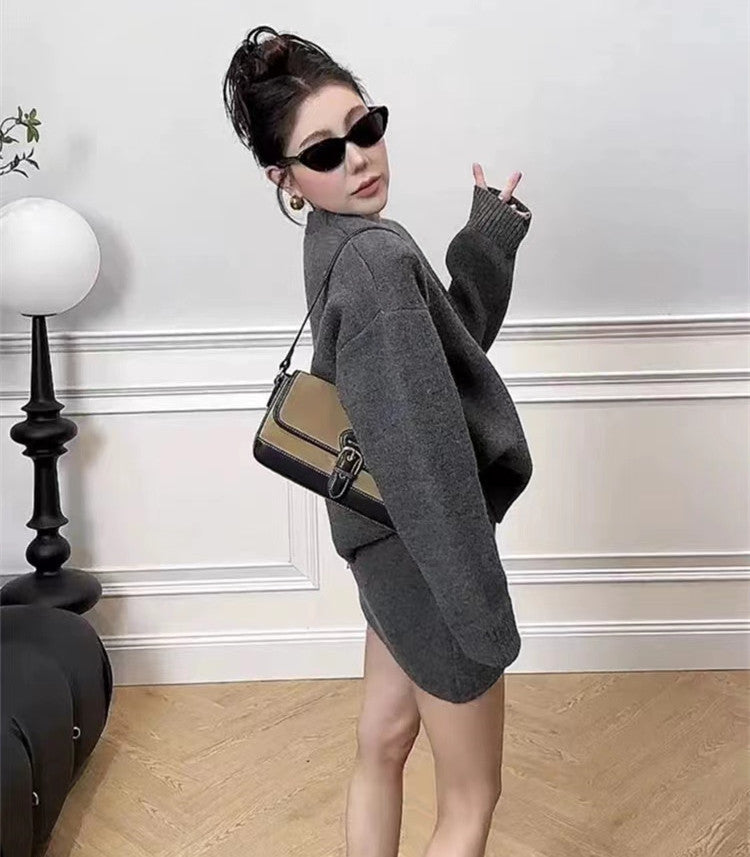 【Set】アンサンブルセット ニット + スカート  W10289