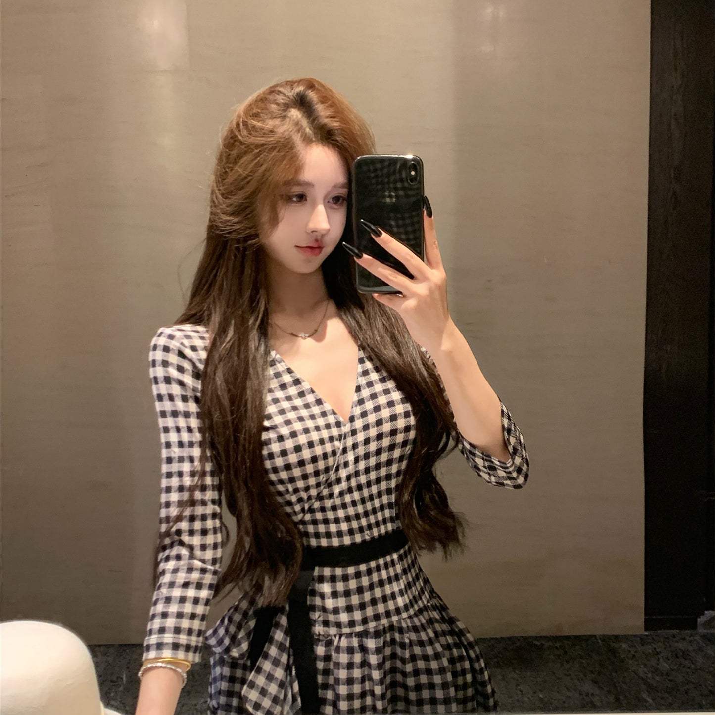 【Dress】チェック柄デートワンピース W14670
