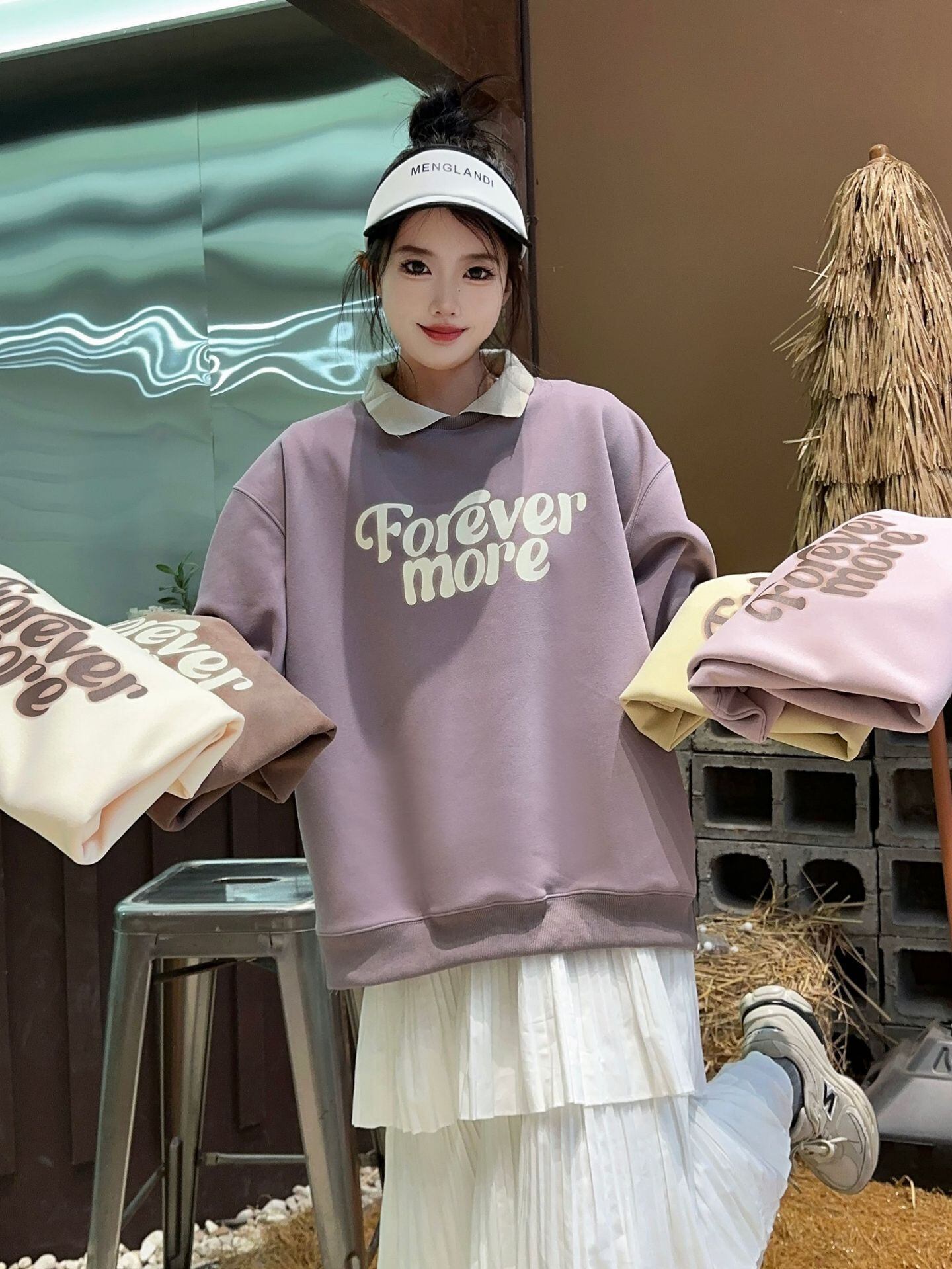 【tops】POLOネックプリントスウェット K0115