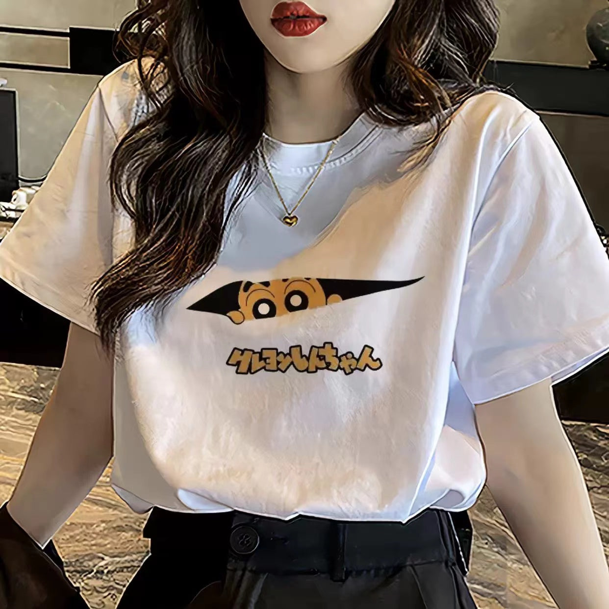 【Tops】2色選択可キャラクターTシャツ W12381