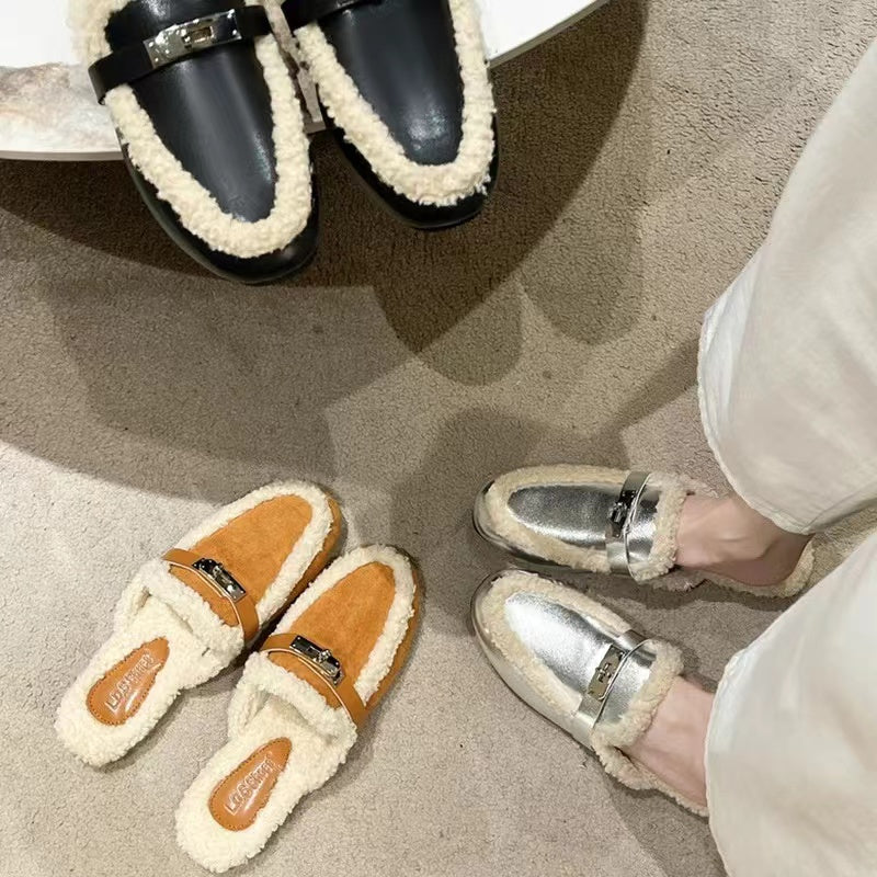 【Shoes】ラムウールデザインスリッパ W13605