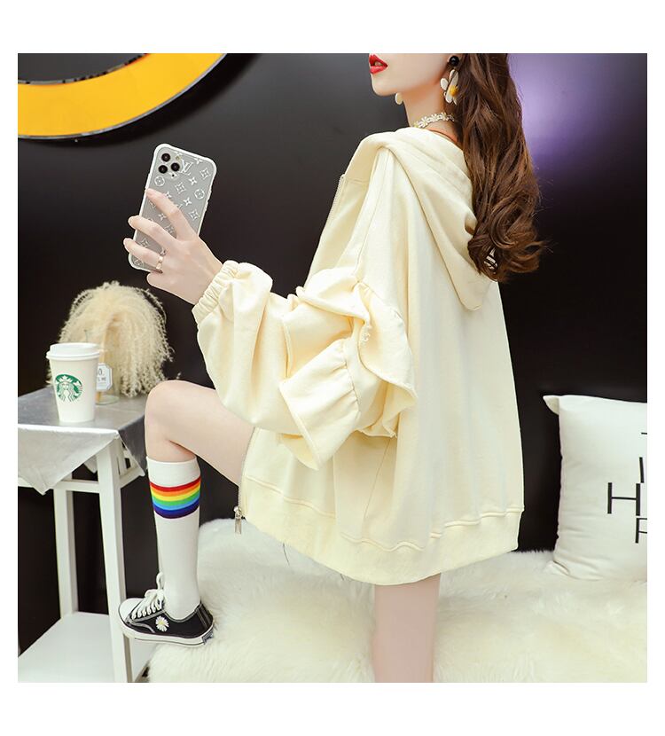 【outer】秋新作おすすめフード付き合わせやすいフリル3色