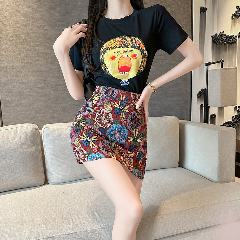 【Set】Tシャツ+スカート夏セット W11823