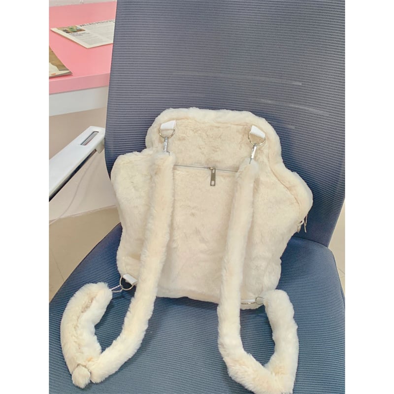 【雑貨】キュートふわふわリュックバッグ W9982