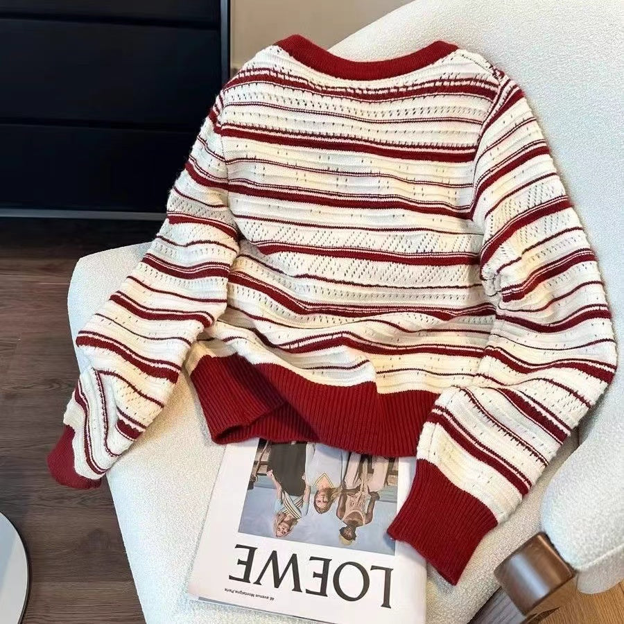 【Outer】ボーダー柄カーディカン W13175