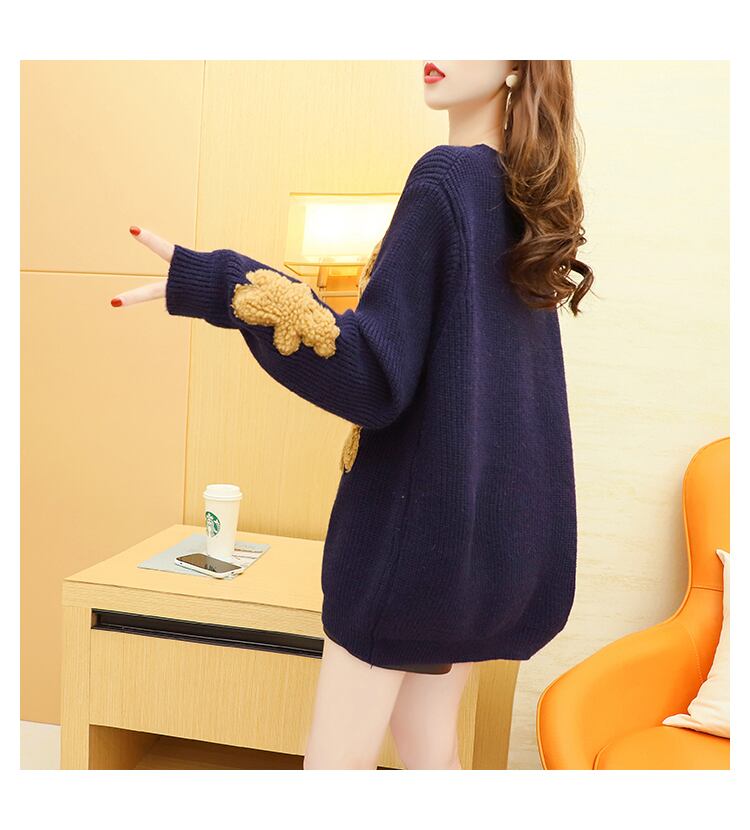 【tops】大人可愛い!スウィートラウンドネックニットセーター2色