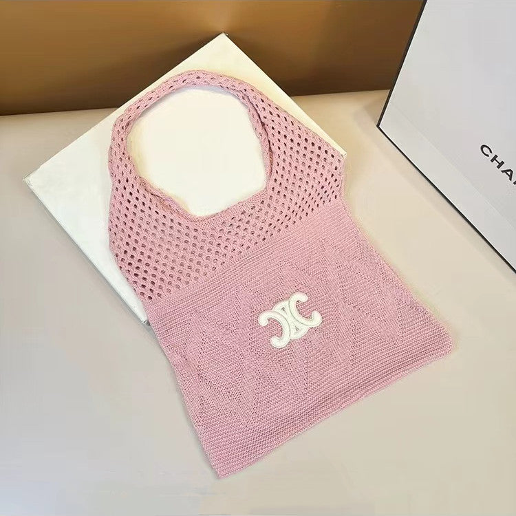 【雑貨】3色展開カゴバッグ W12227