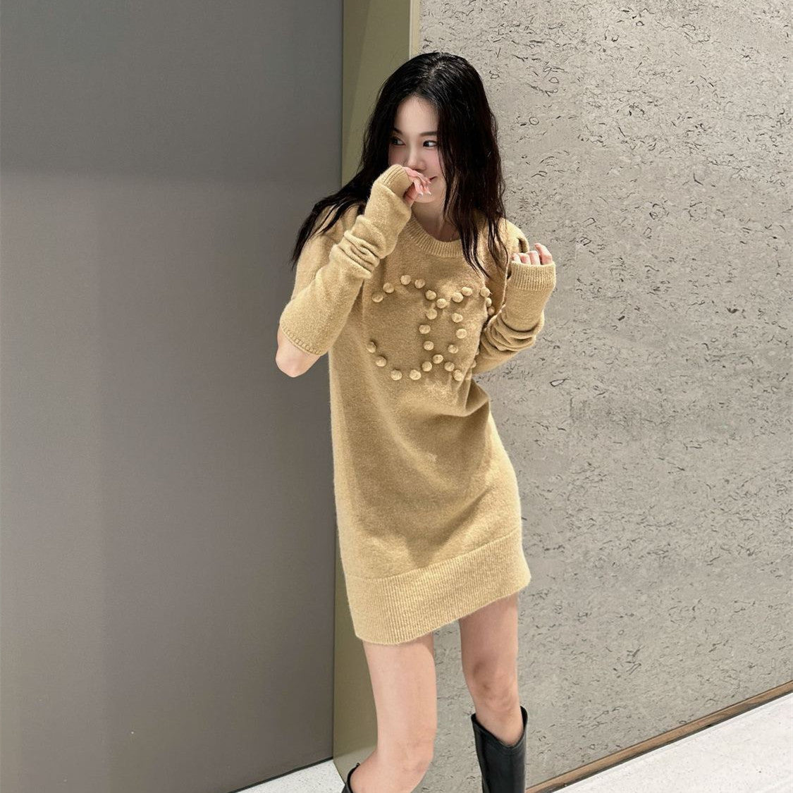 【Dress】4色選択可ニットワンピース W13328