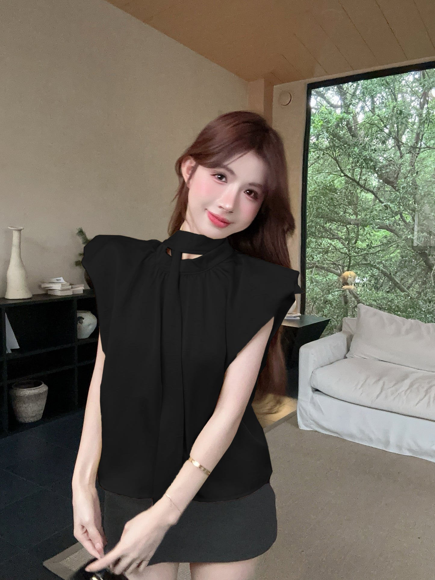 【Tops】2WAYシフォンシャツ W12016