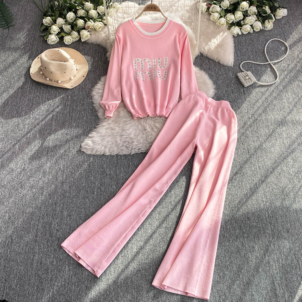 【Set】4色選択可ニット+パンツ 2点セット W14395