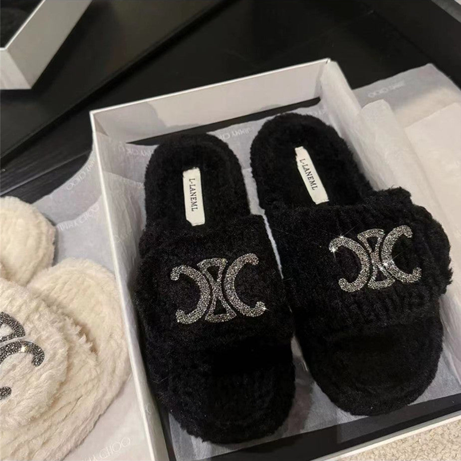 【Shoes】可愛いファースリッパ W13364