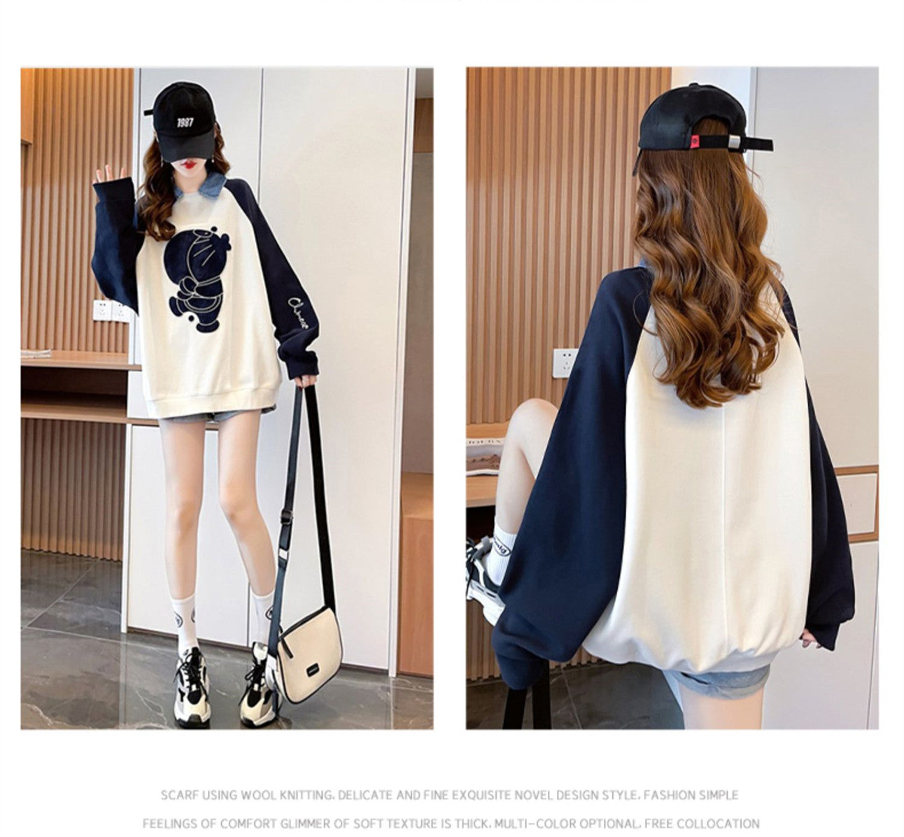【Tops】POLOネック配色プルオーバー W13960