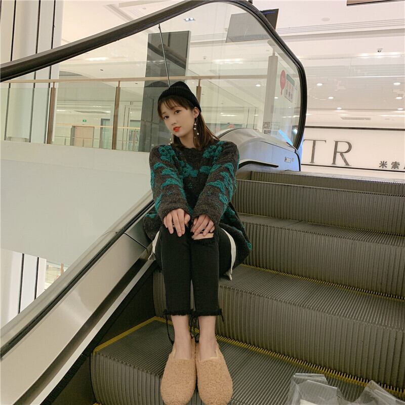 【tops】好感度UP!カジュアルレトロプリントセーターゆったり3色