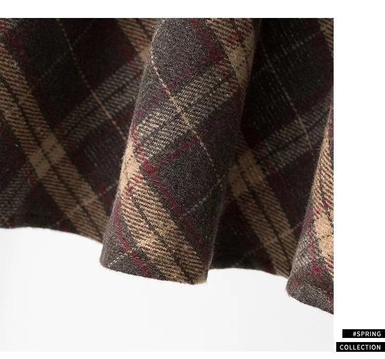 【Bottoms】Aラインチェック柄スカート W9854