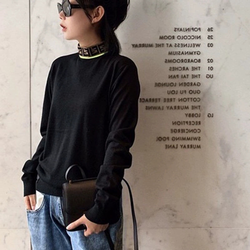 【Tops】2色展開配色ニット W14692