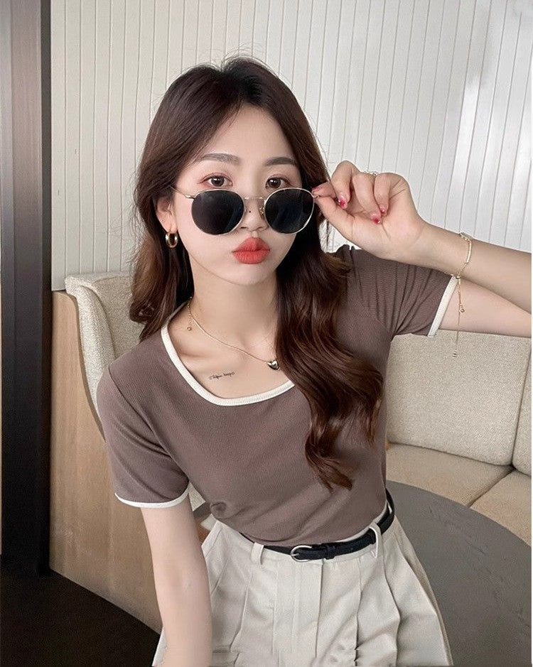 【Tops】シンプル配色Tシャツ W12783