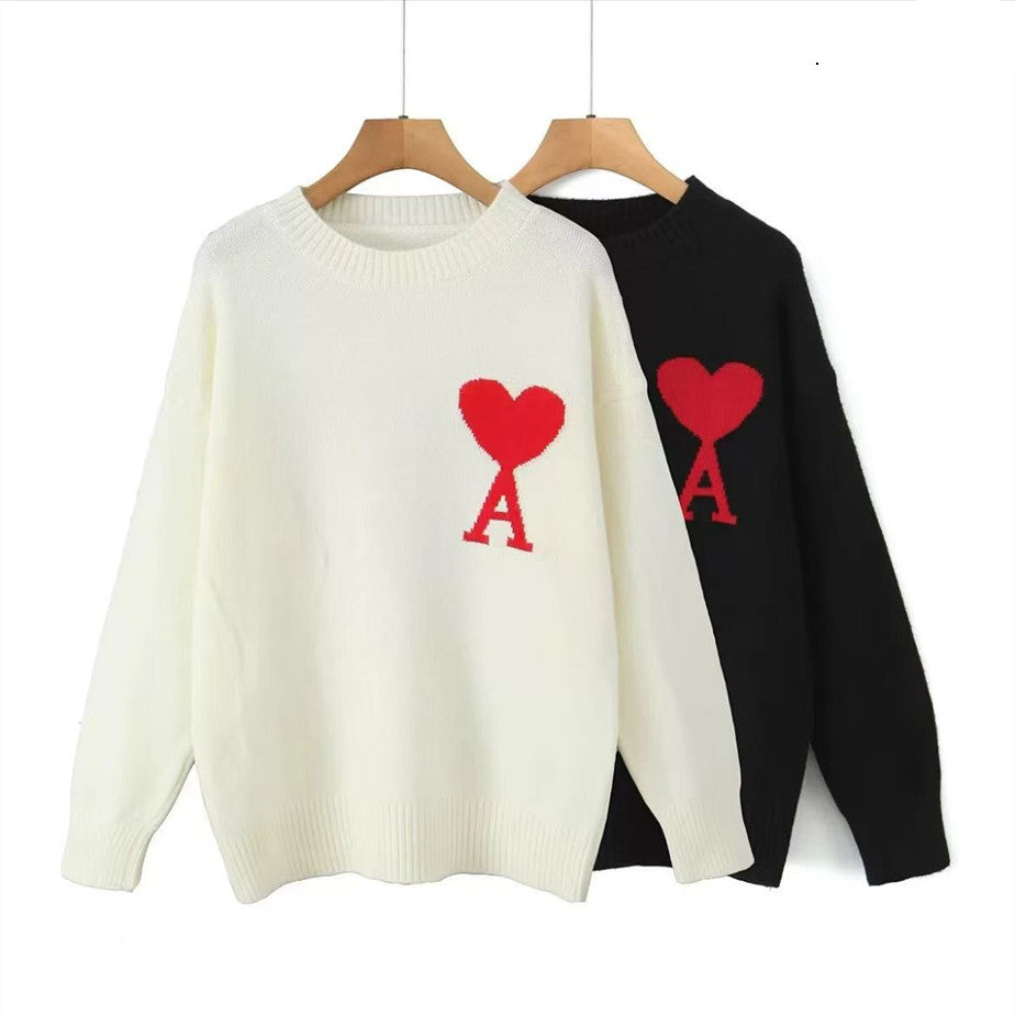 【Tops】ラウンドネック長袖ニットセーター W13557