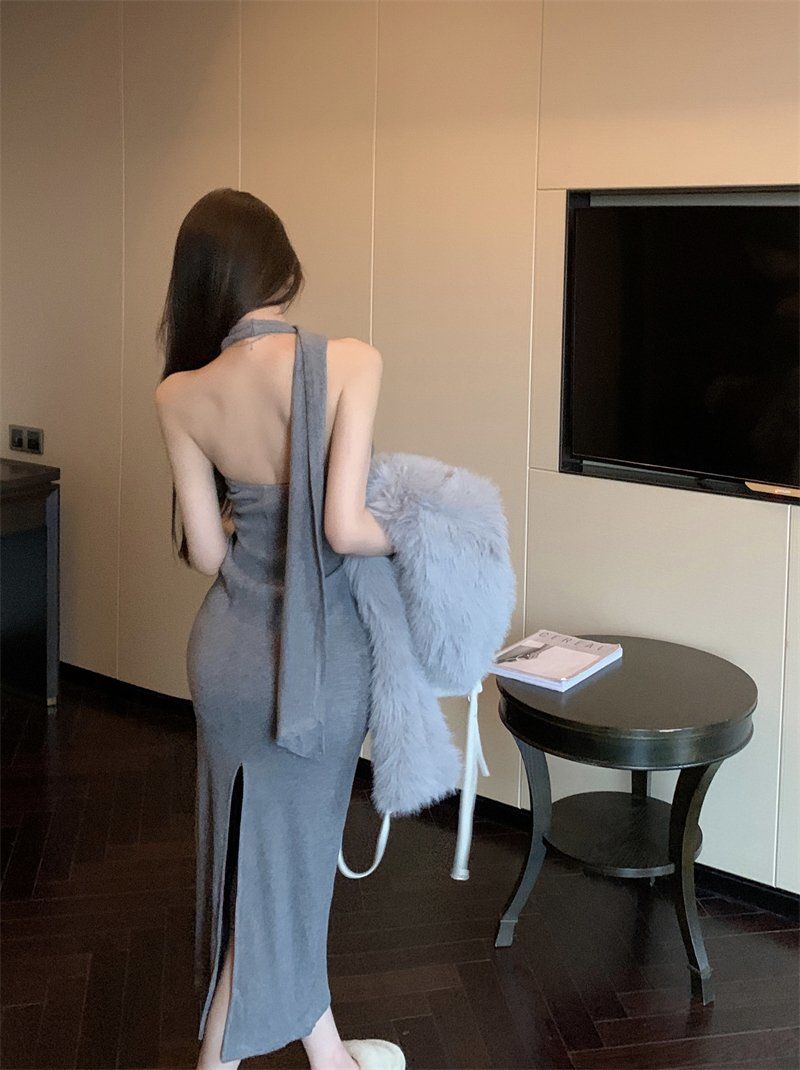 【Set】ファージャケット+ワンピース セット Z7923