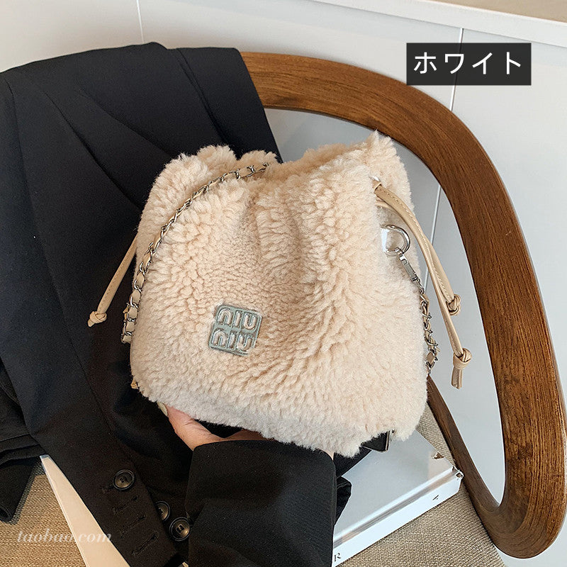 【雑貨】4色選択可ラムウールバッグ W14600