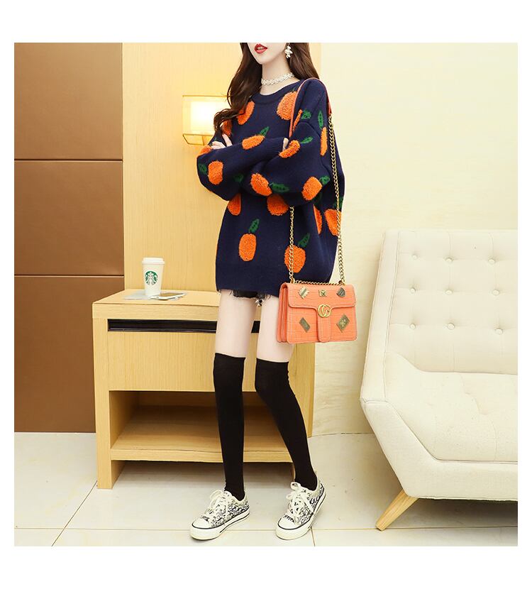 【tops】美人度アップスウィートカラーマッチングニットセーター2色
