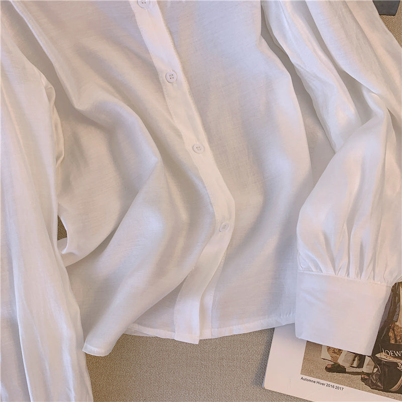 【Tops】オフショルダーファーシャツ W13517