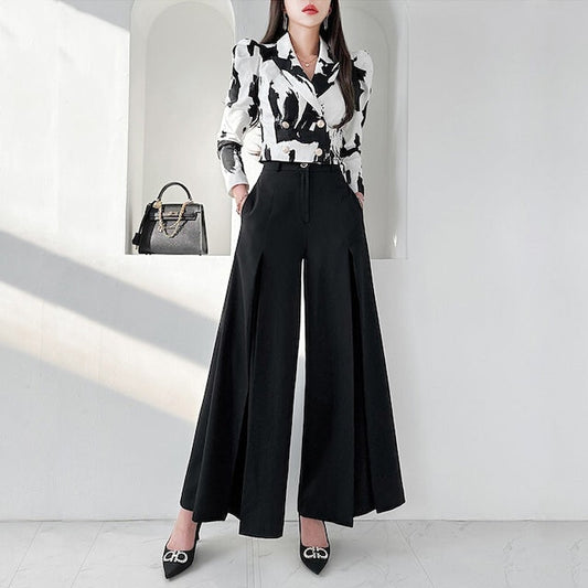 【Set】シャツ+ガウチョパンツ2点セット W11776