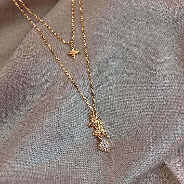 【雑貨】ユニコーンシンプル鎖骨?ネックレス