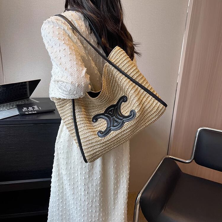 【雑貨】編み物大容量ハンドバック M22122