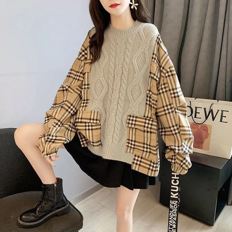 【Tops】フェイクレイヤードセーター W13533