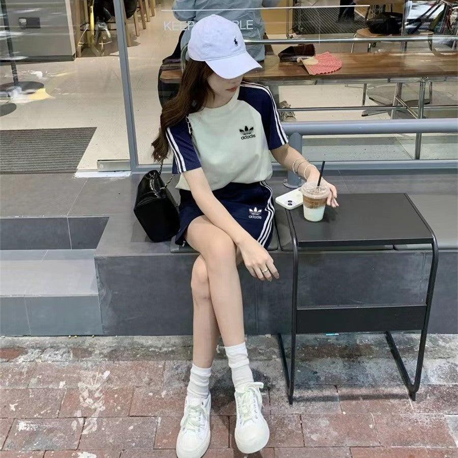 【Set】配色セット Tシャツ+ スカート W12671
