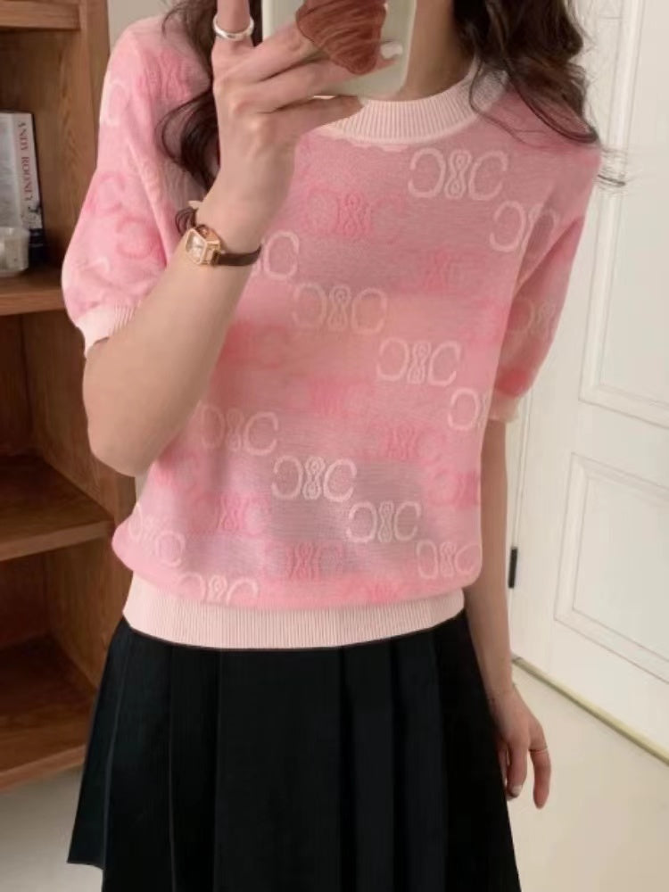 【Tops】カジュアル半袖ニット W13279