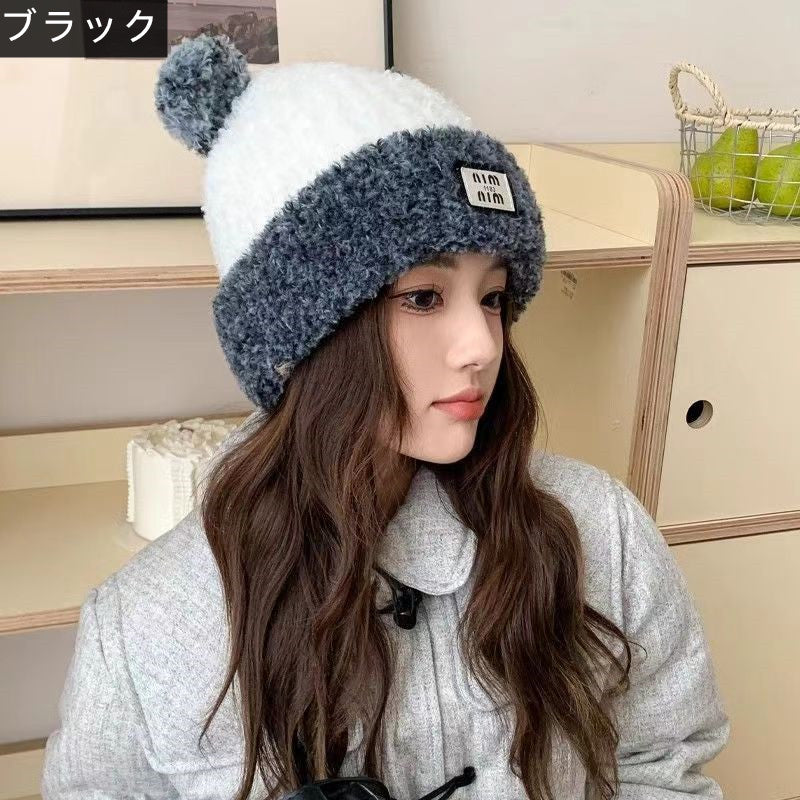 【雑貨】可愛い配色ニット帽子 W14347