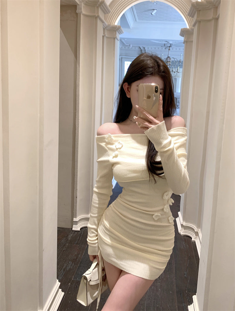 【Dress】長袖ニットワンピース W13715