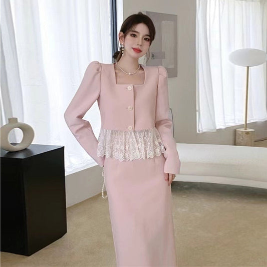 【Set】ジャケット+スカートセット W11070