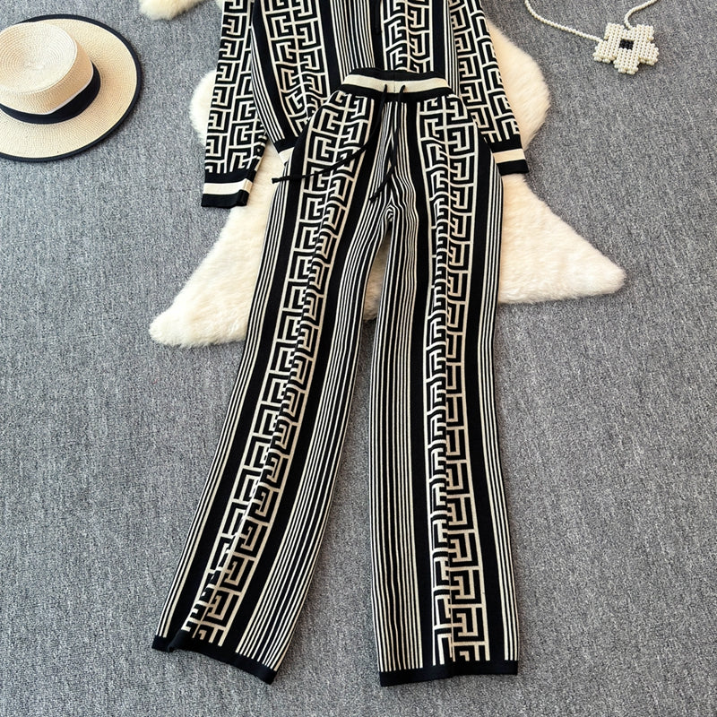 【Set】2点セット フード付きセーター+パンツ W13682