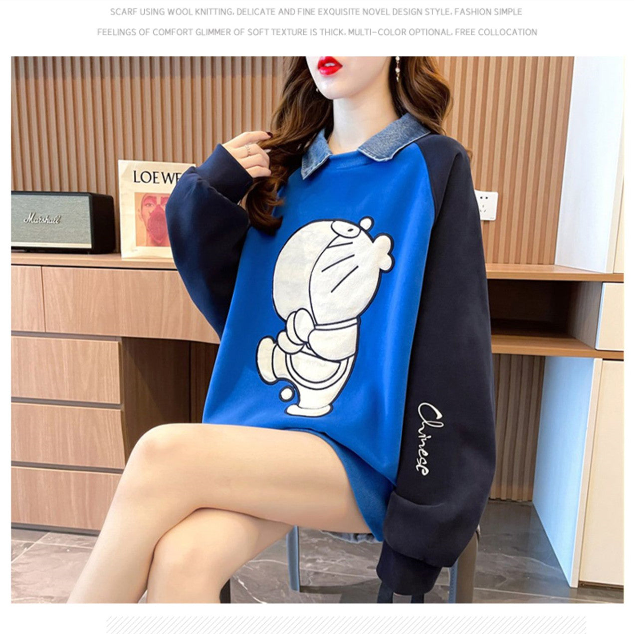 【Tops】POLOネック配色プルオーバー W13960