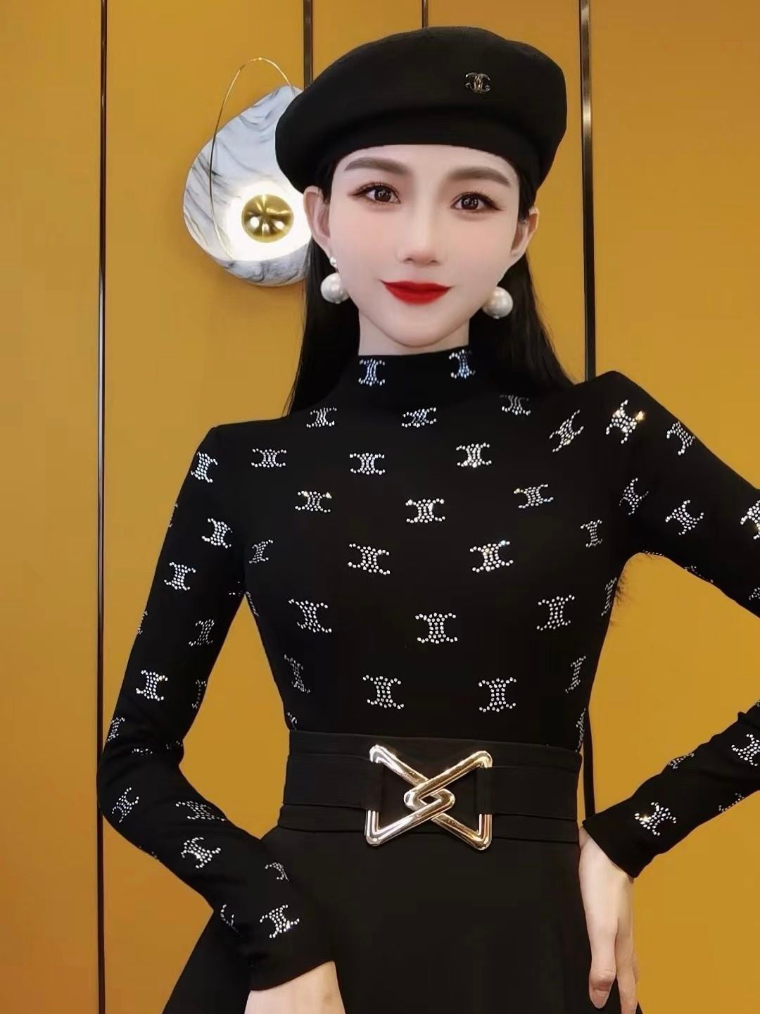 【Tops】ダイヤモンドハイネックカットソー W14691