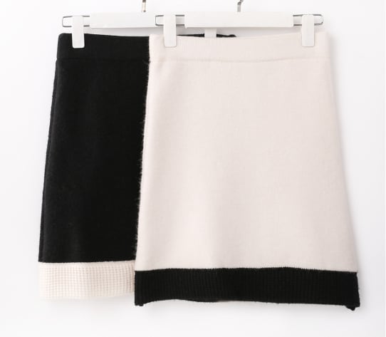 【set】韓国エレガントカシミヤプランジングネック2点セット