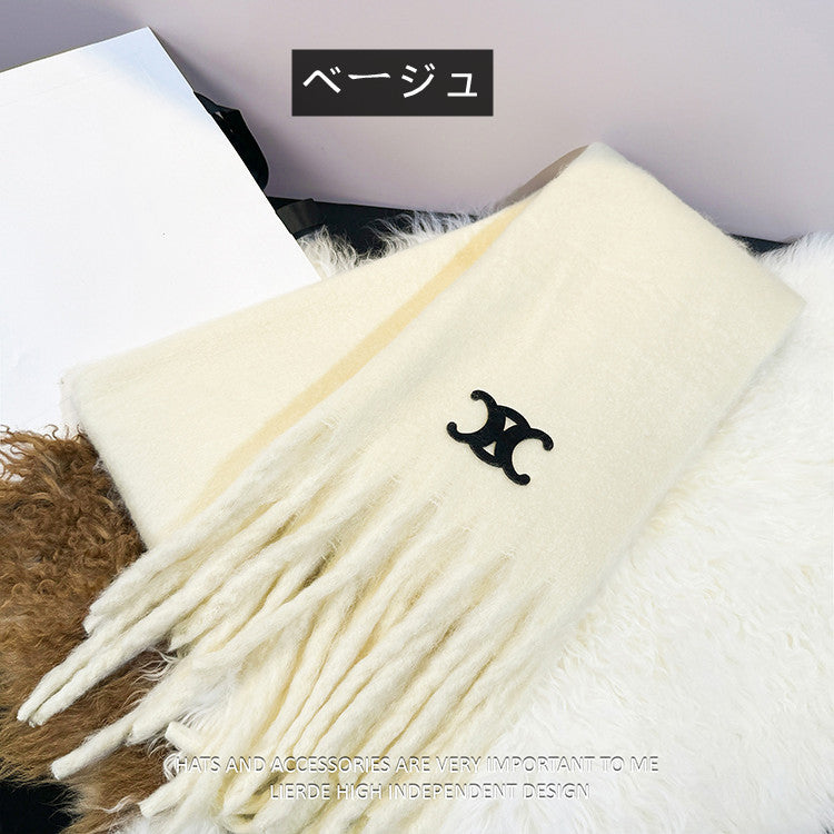 【雑貨】厚手フリンジマフラー W14654