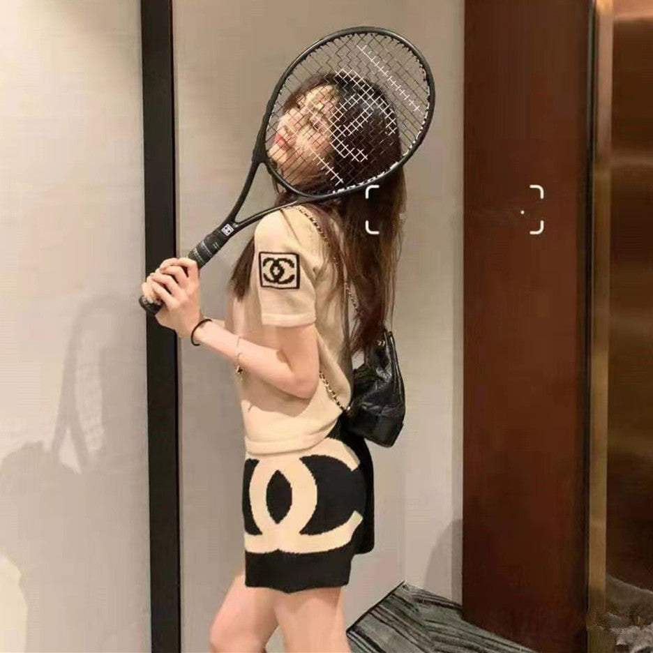 【Set】新入荷~配色2点セット Tシャツ+パンツ    W11400