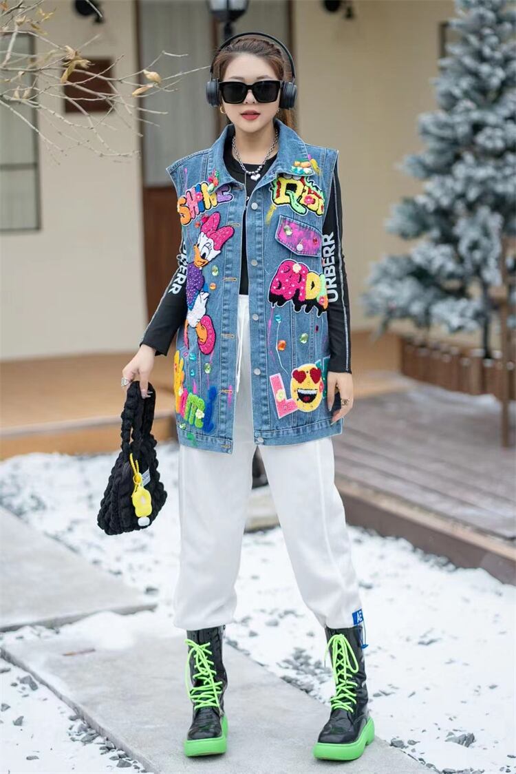 【outer】カートゥーンデニムジレ M21370